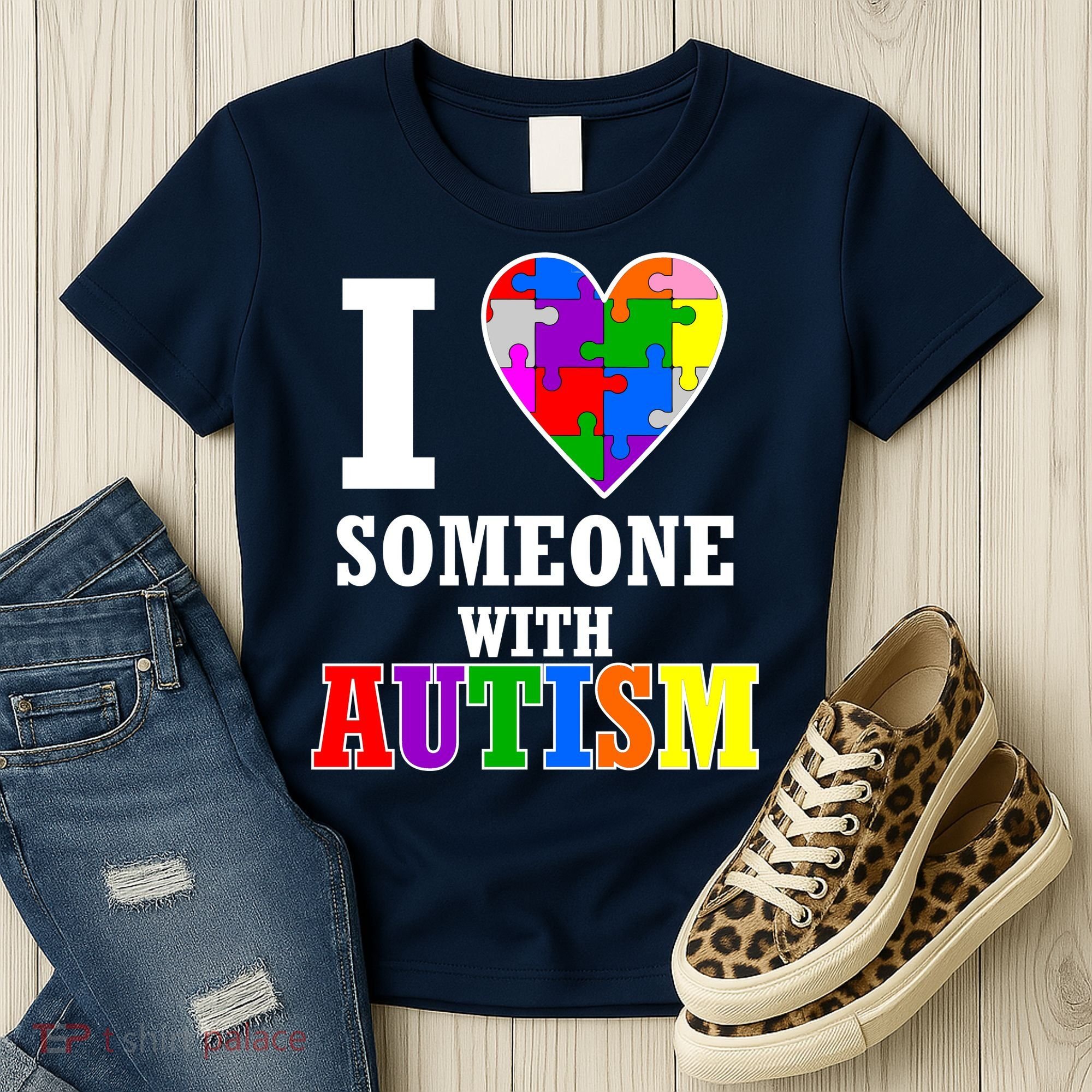 I Love Someone With Autism Puzzle Piece Heart Women's T-Shirt