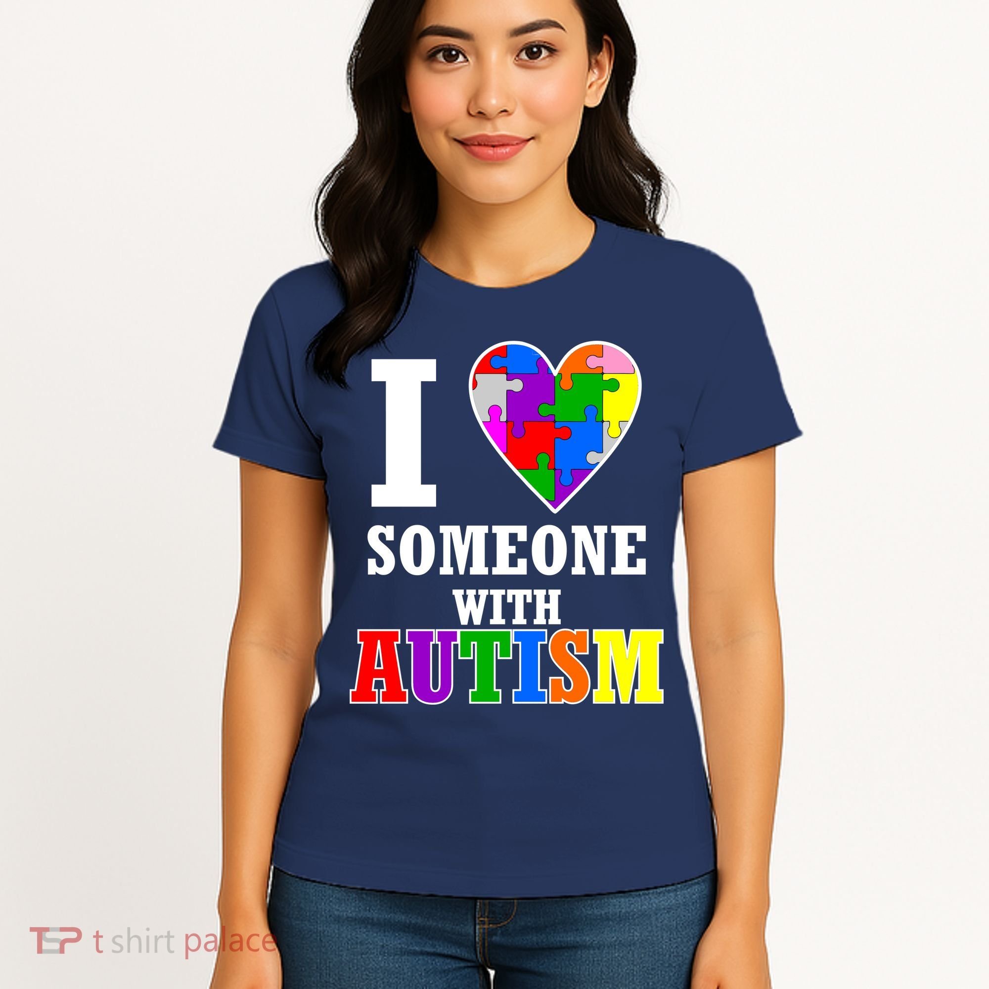 I Love Someone With Autism Puzzle Piece Heart Women's T-Shirt