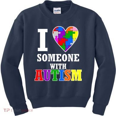 I Love Someone With Autism Puzzle Piece Heart Kids Sweatshirt