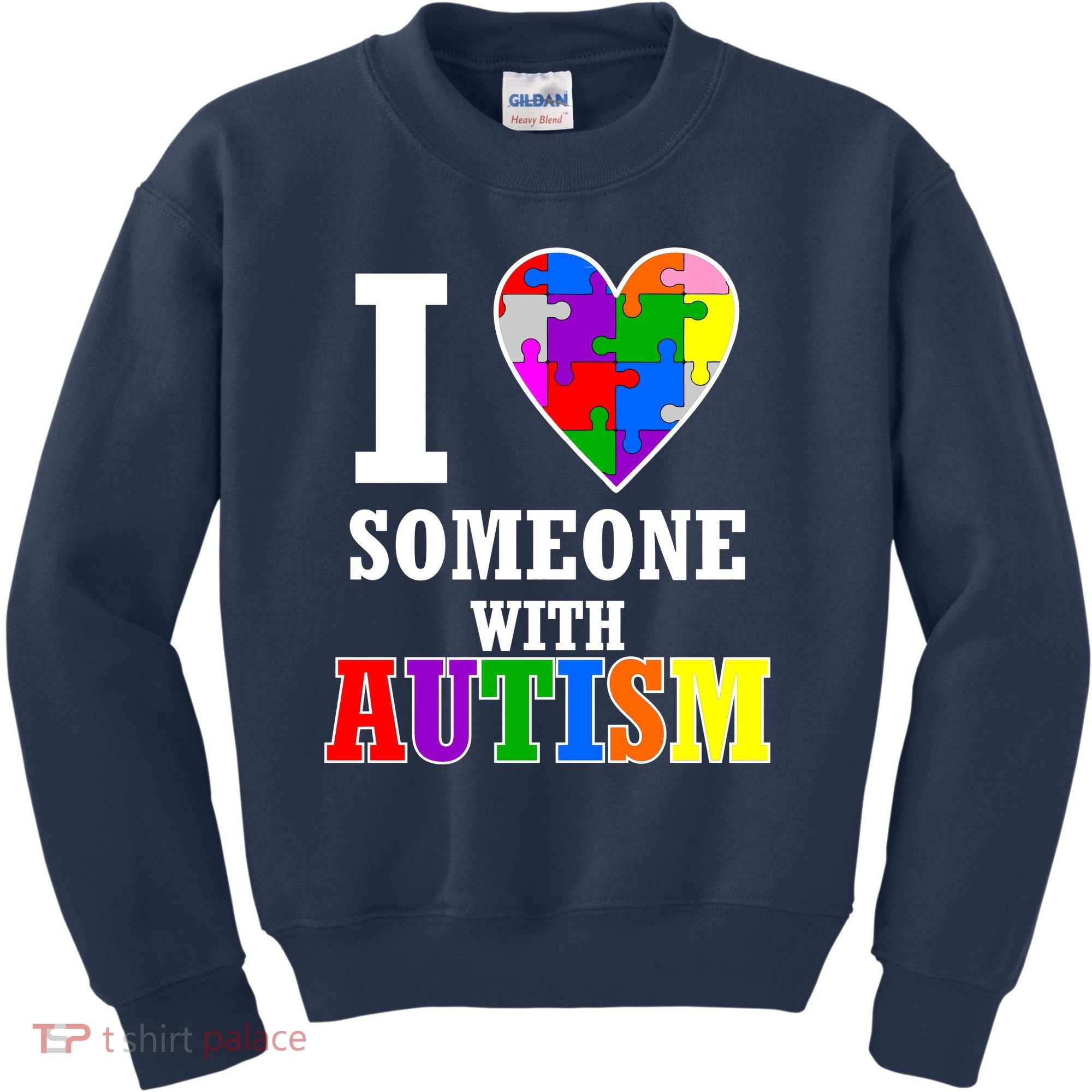 I Love Someone With Autism Puzzle Piece Heart Kids Sweatshirt