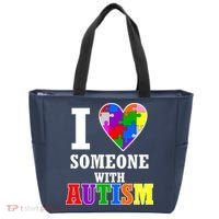 I Love Someone With Autism Puzzle Piece Heart Tote Bag thumb 0