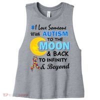 I Love Someone With Autism To The Moon & Back Women's Racerback Cropped Tank thumb 0