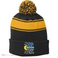 I Love Someone With Autism To The Moon & Back Stripe Pom Pom Beanie thumb 0
