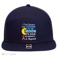 I Love Someone With Autism To The Moon & Back 7 Panel Mesh Trucker Snapback Hat thumb 0