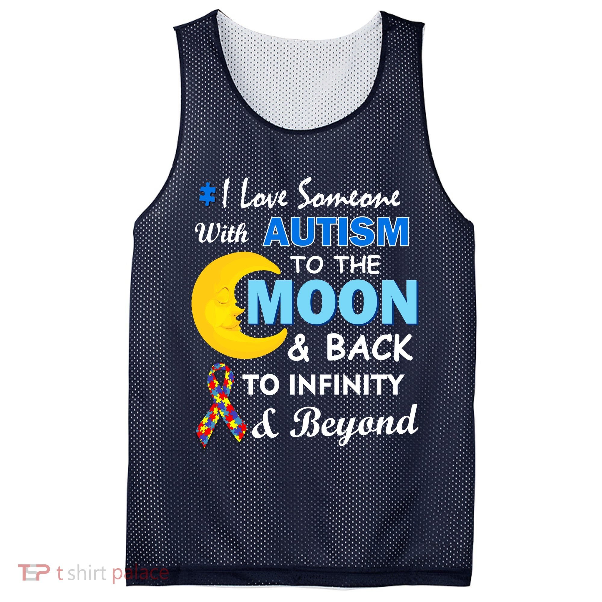 I Love Someone With Autism To The Moon & Back Mesh Reversible Basketball Jersey Tank