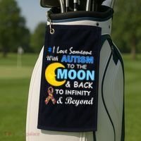 I Love Someone With Autism To The Moon & Back Golf Towel thumb 2