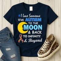 I Love Someone With Autism To The Moon & Back Women's T-Shirt thumb 3