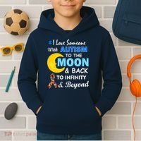 I Love Someone With Autism To The Moon & Back Kids Hoodie thumb 2