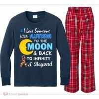 I Love Someone With Autism To The Moon & Back Kids Long Sleeve Plaid Pajama Set thumb 0