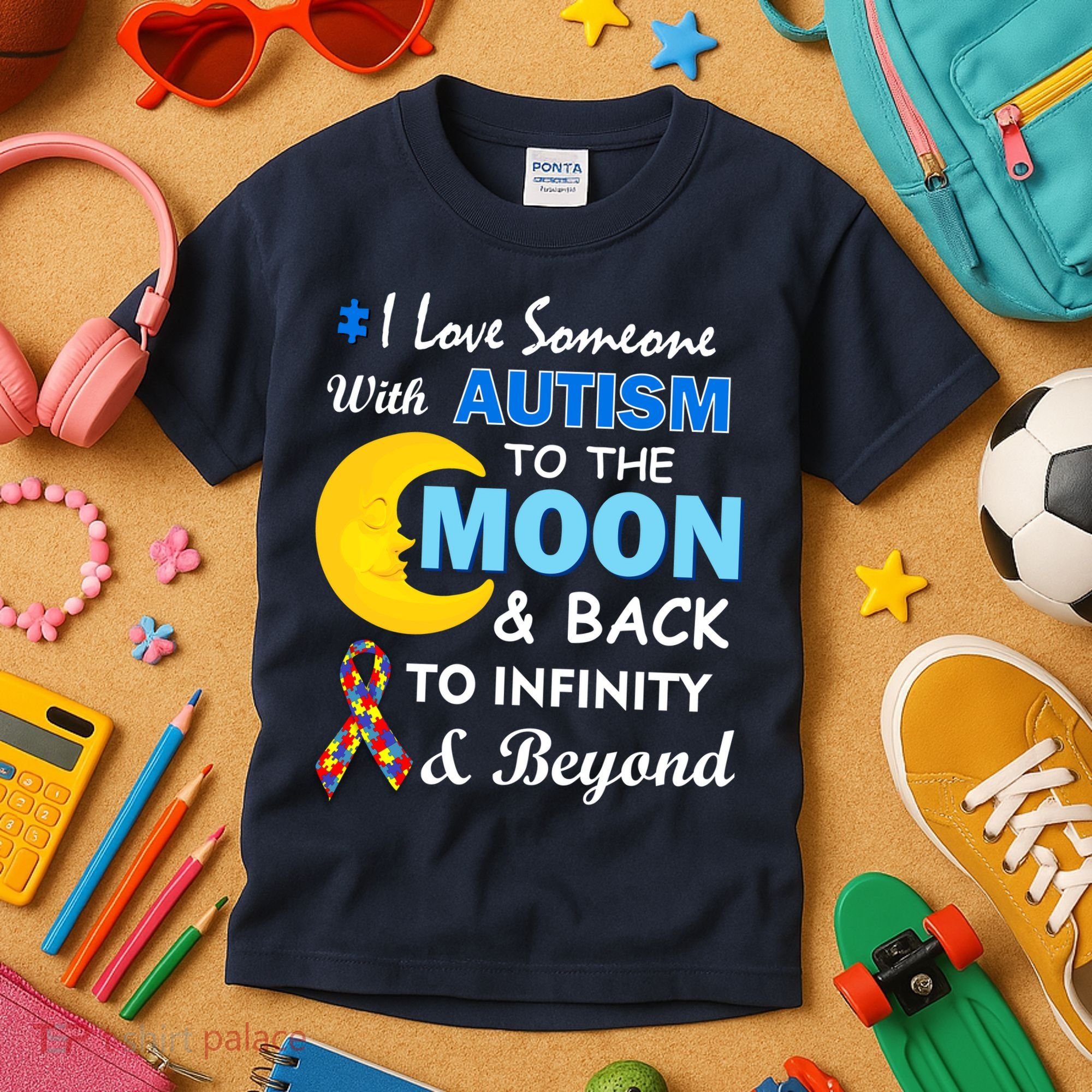 I Love Someone With Autism To The Moon & Back Kids T-Shirt