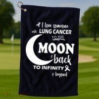 I Love Someone With Lung Cancer To The Moon And Back Golf Towel thumb 1
