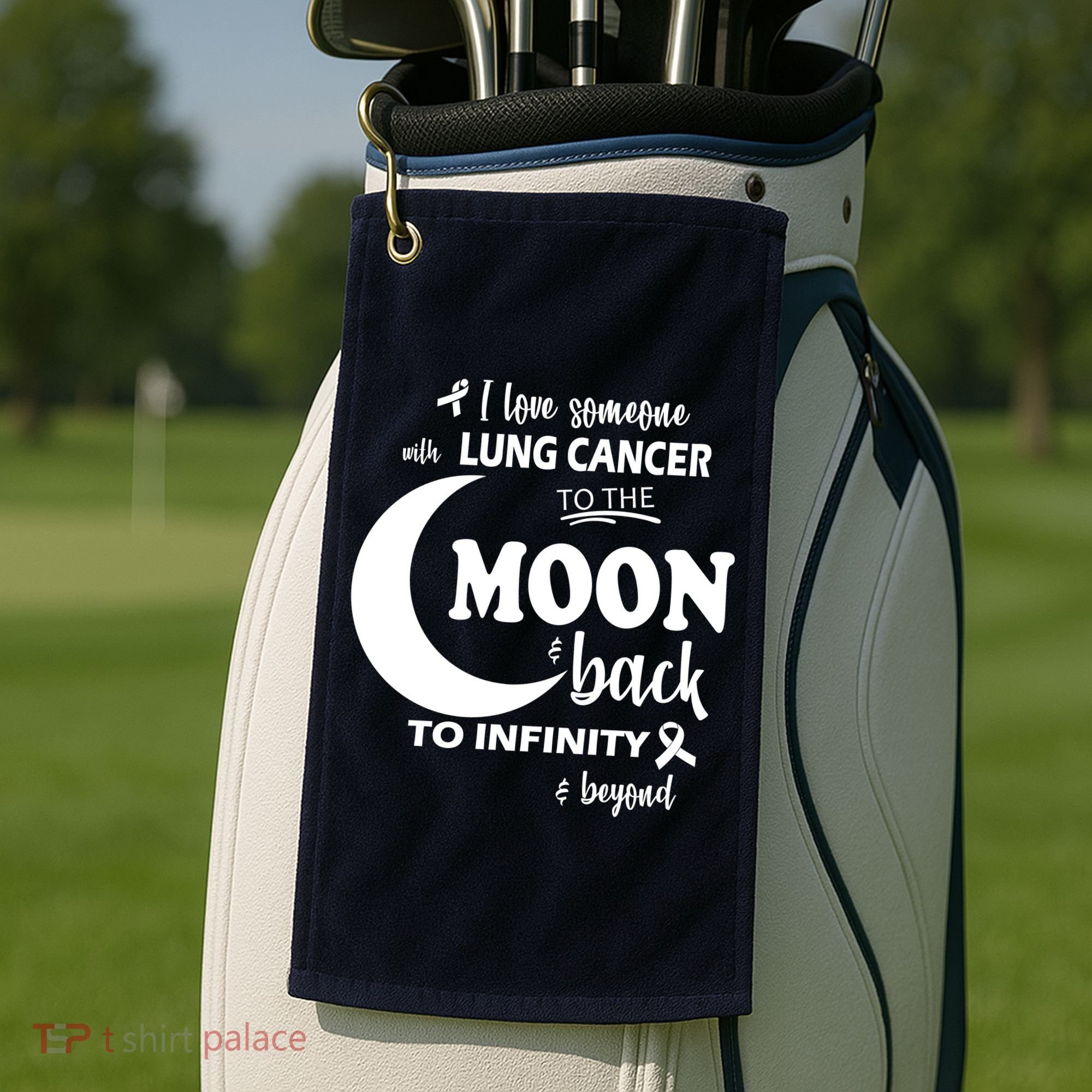 I Love Someone With Lung Cancer To The Moon And Back Golf Towel