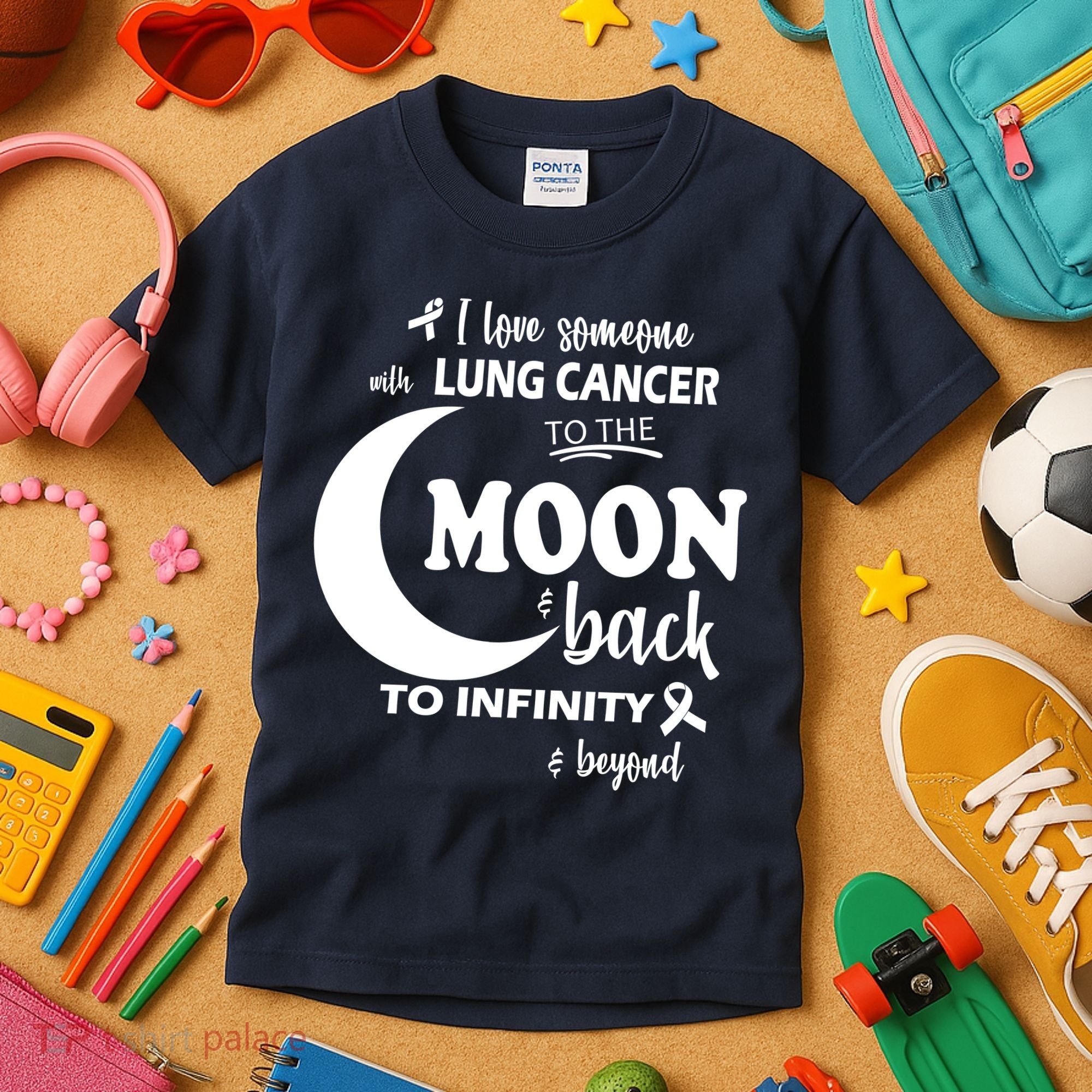 I Love Someone With Lung Cancer To The Moon And Back Kids T-Shirt