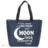 I Love Someone With Lung Cancer To The Moon And Back Tote Bag thumb 0