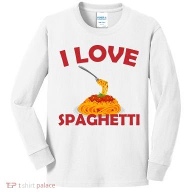 I Love Spaghetti Kids Long Sleeve Shirt
