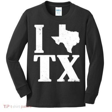 I Love Texas Kids Long Sleeve Shirt