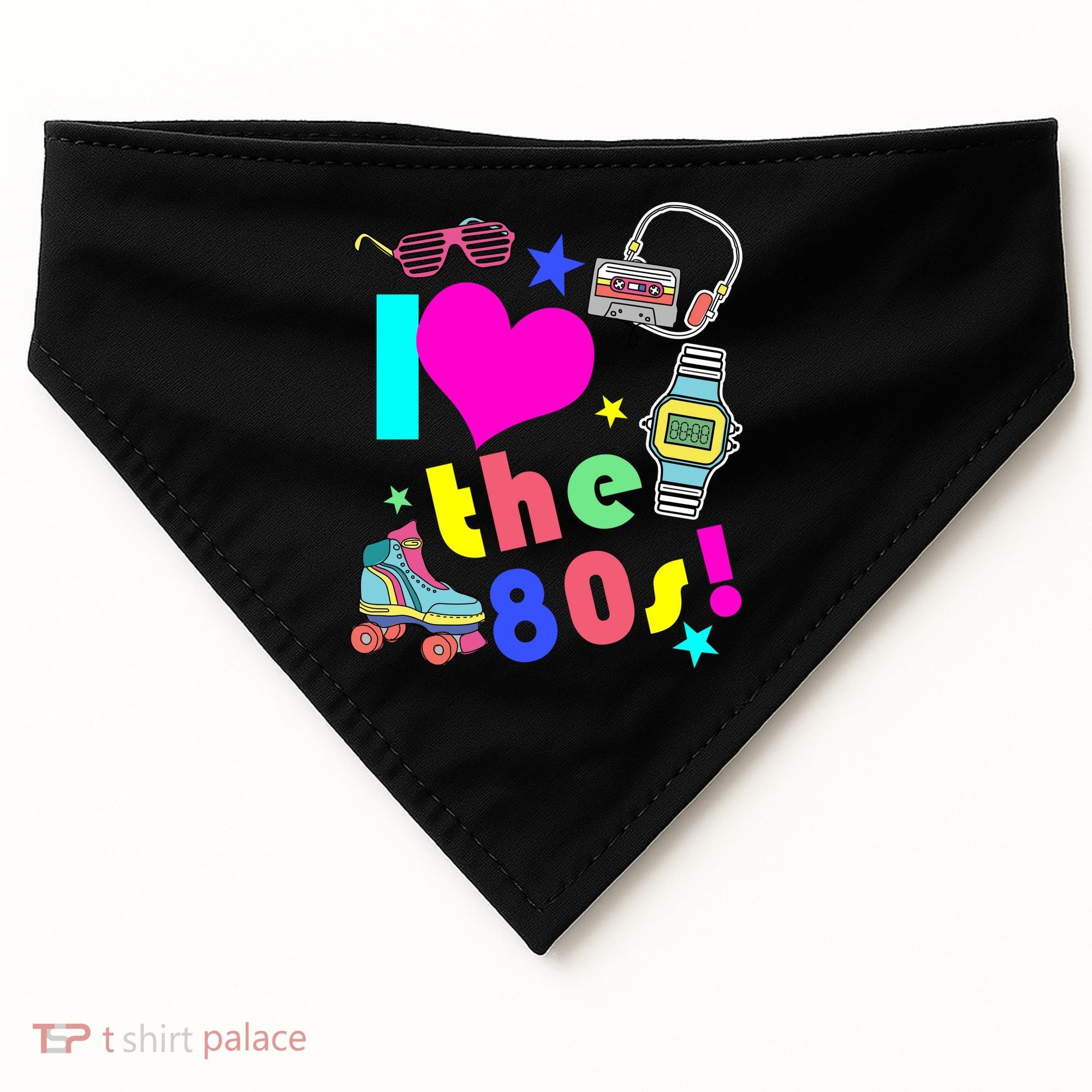 I Love The 80s Retro Party Mash-up USA-Made Doggie Bandana
