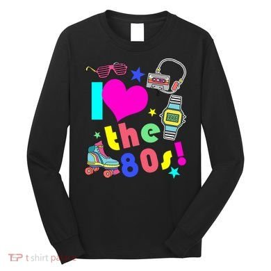 I Love The 80s Retro Party Mash-up Long Sleeve Shirt