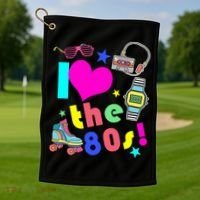 I Love The 80s Retro Party Mash-up Golf Towel thumb 1