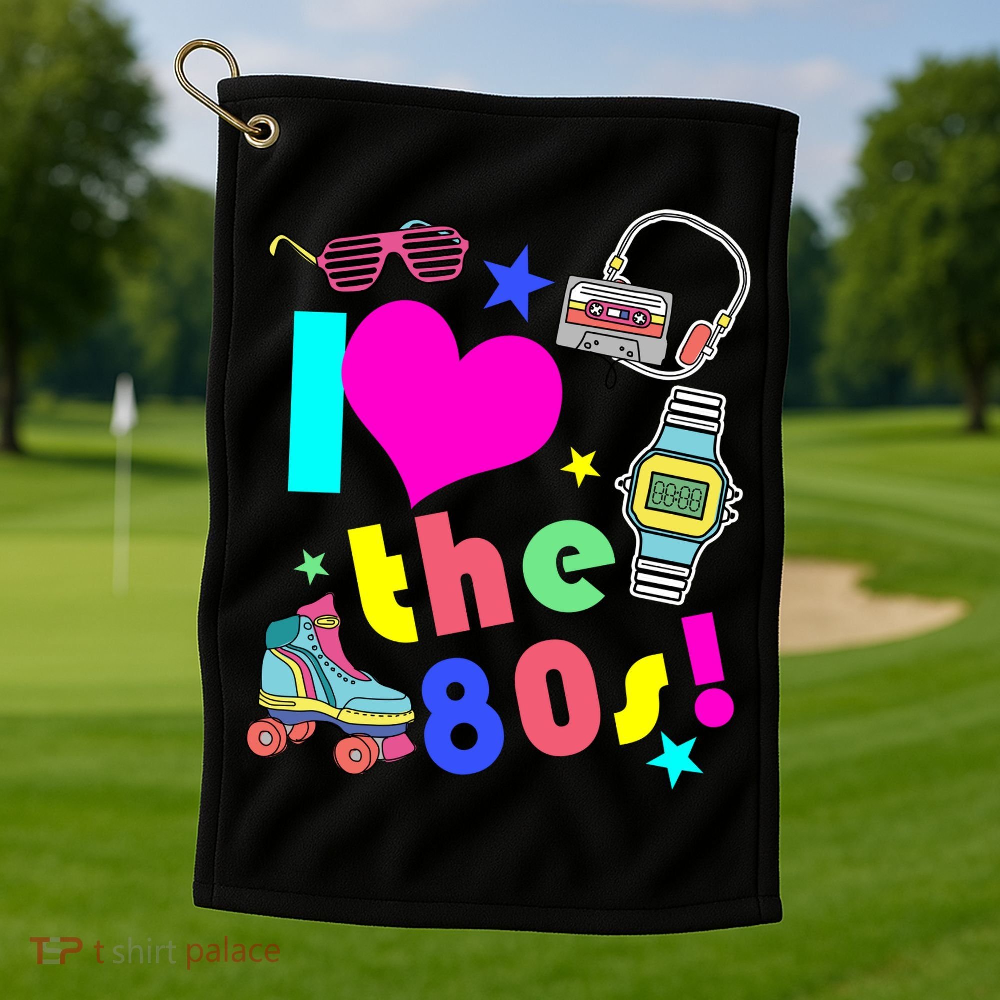 I Love The 80s Retro Party Mash-up Golf Towel