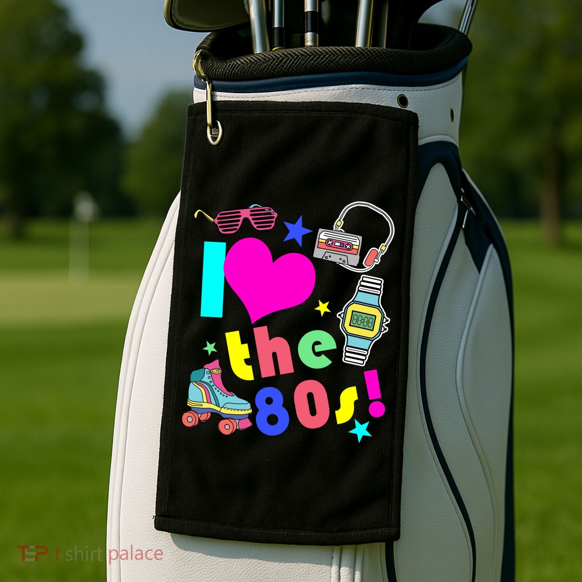 I Love The 80s Retro Party Mash-up Golf Towel
