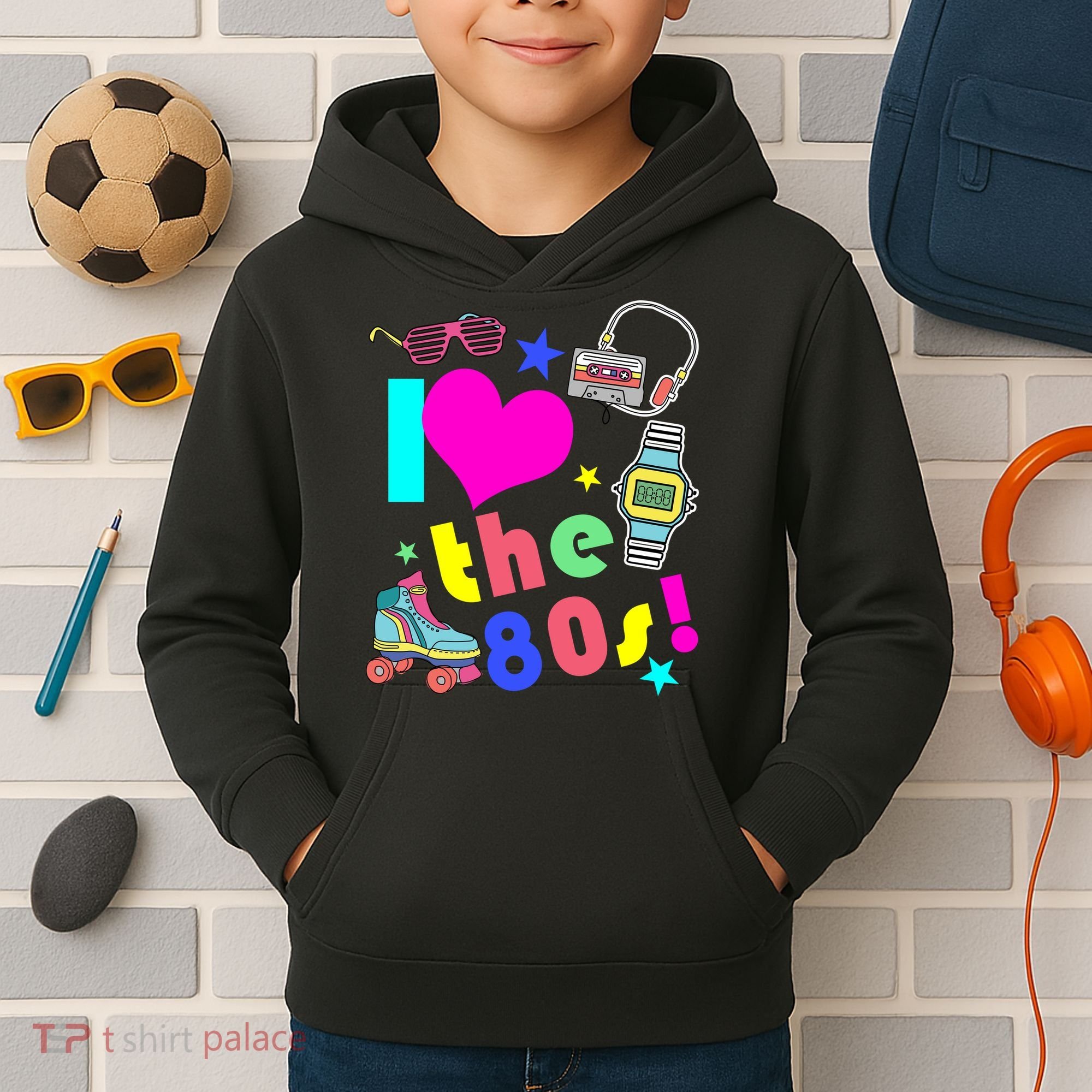 I Love The 80s Retro Party Mash-up Kids Hoodie