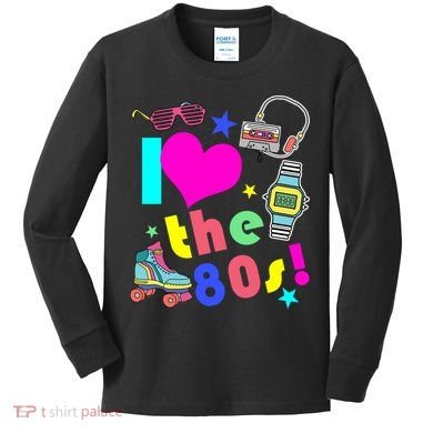 I Love The 80s Retro Party Mash-up Kids Long Sleeve Shirt