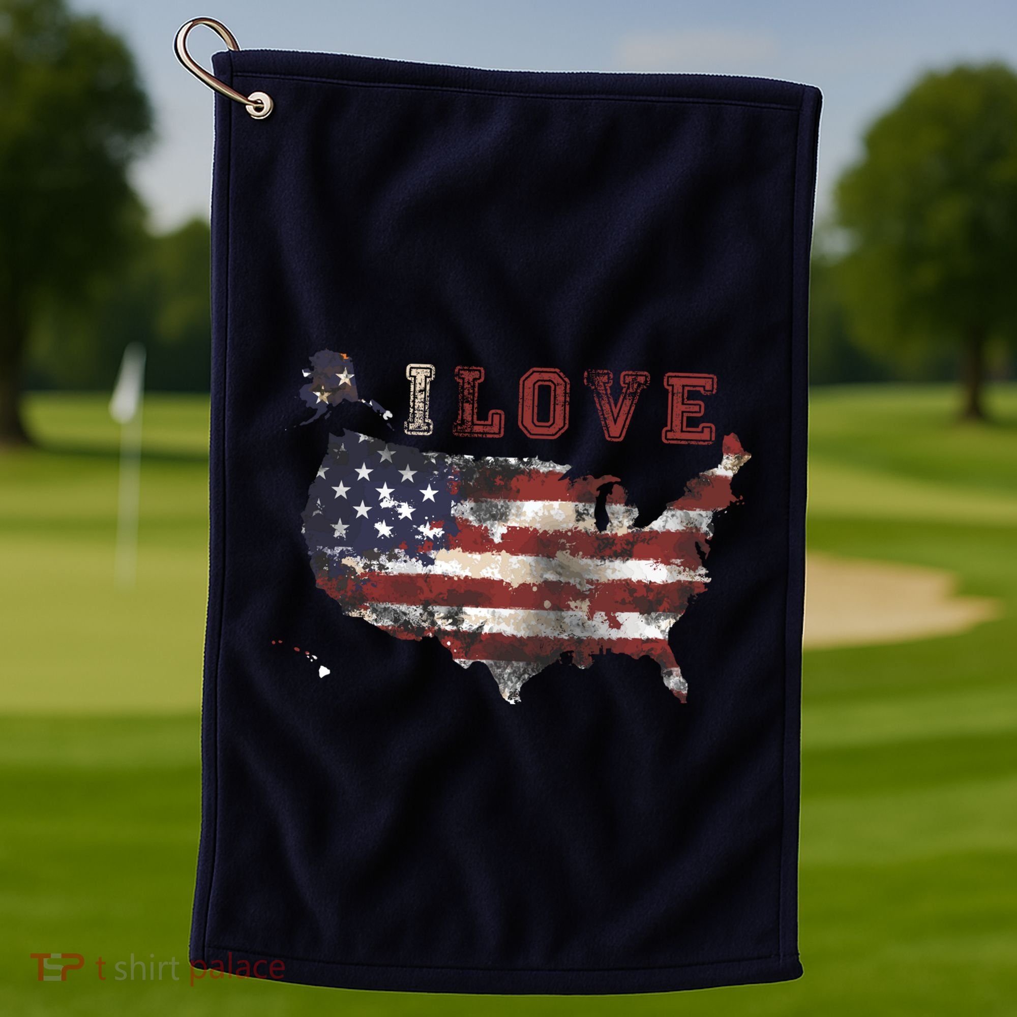 I Love The United States Golf Towel