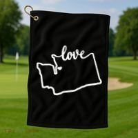 I Love Washington State Golf Towel thumb 1