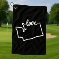 I Love Washington State Golf Towel thumb 1