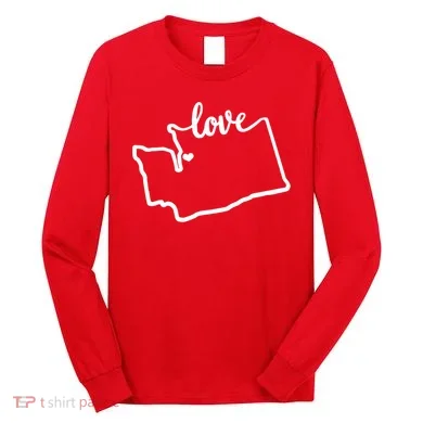I Love Washington State Long Sleeve Shirt
