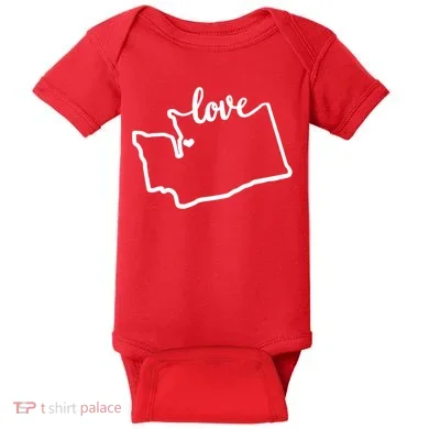 I Love Washington State Baby Bodysuit