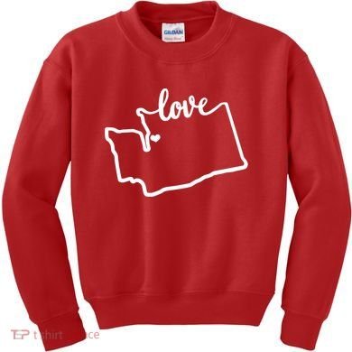 I Love Washington State Kids Sweatshirt