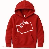 I Love Washington State Kids Hoodie thumb 0