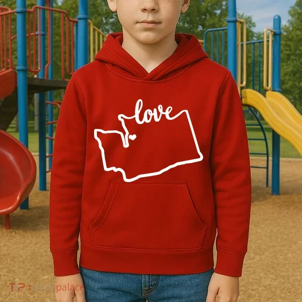 I Love Washington State Kids Hoodie