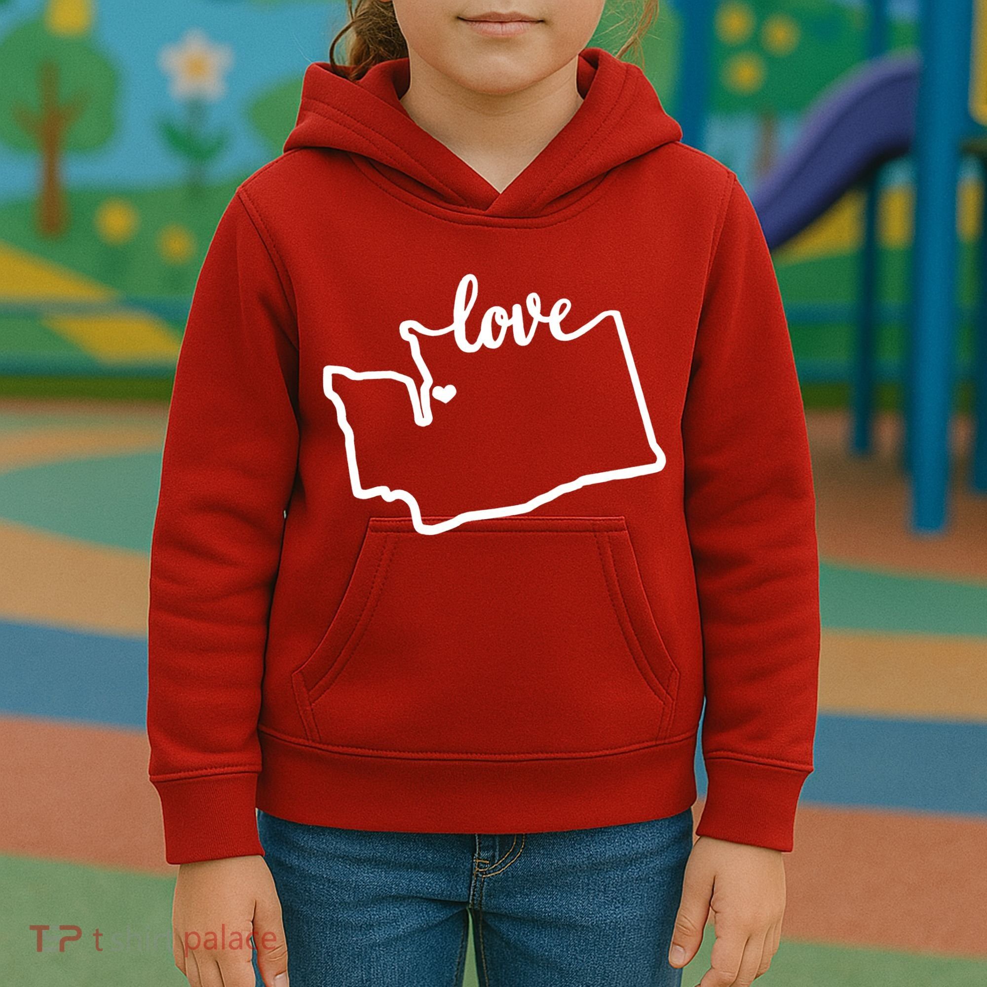 I Love Washington State Kids Hoodie