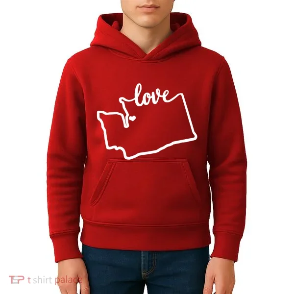 I Love Washington State Kids Hoodie