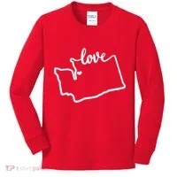 I Love Washington State Kids Long Sleeve Shirt thumb 0