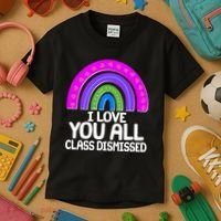 I Love You All Class Dismissed Rainbow Kids T-Shirt thumb 3