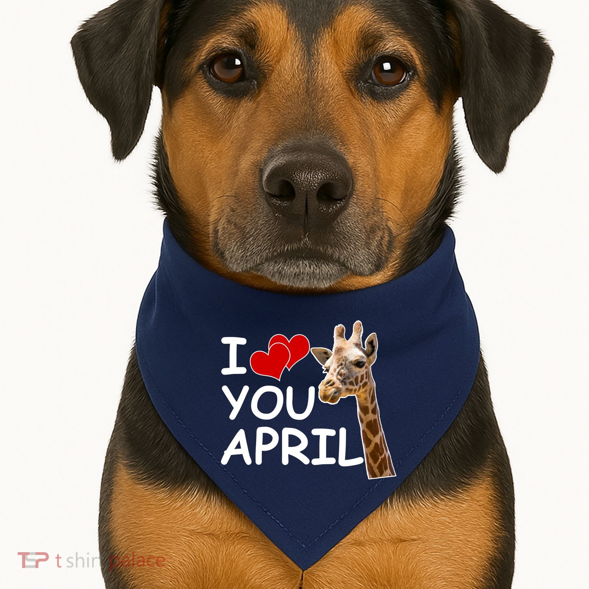 I Love You April The Giraffe Photo USA-Made Doggie Bandana