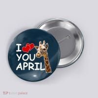 I Love You April The Giraffe Photo Button thumb 0
