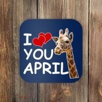 I Love You April The Giraffe Photo Coaster thumb 0