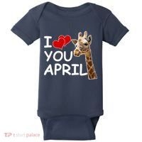 I Love You April The Giraffe Photo Baby Bodysuit thumb 0