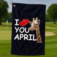I Love You April The Giraffe Photo Golf Towel thumb 1