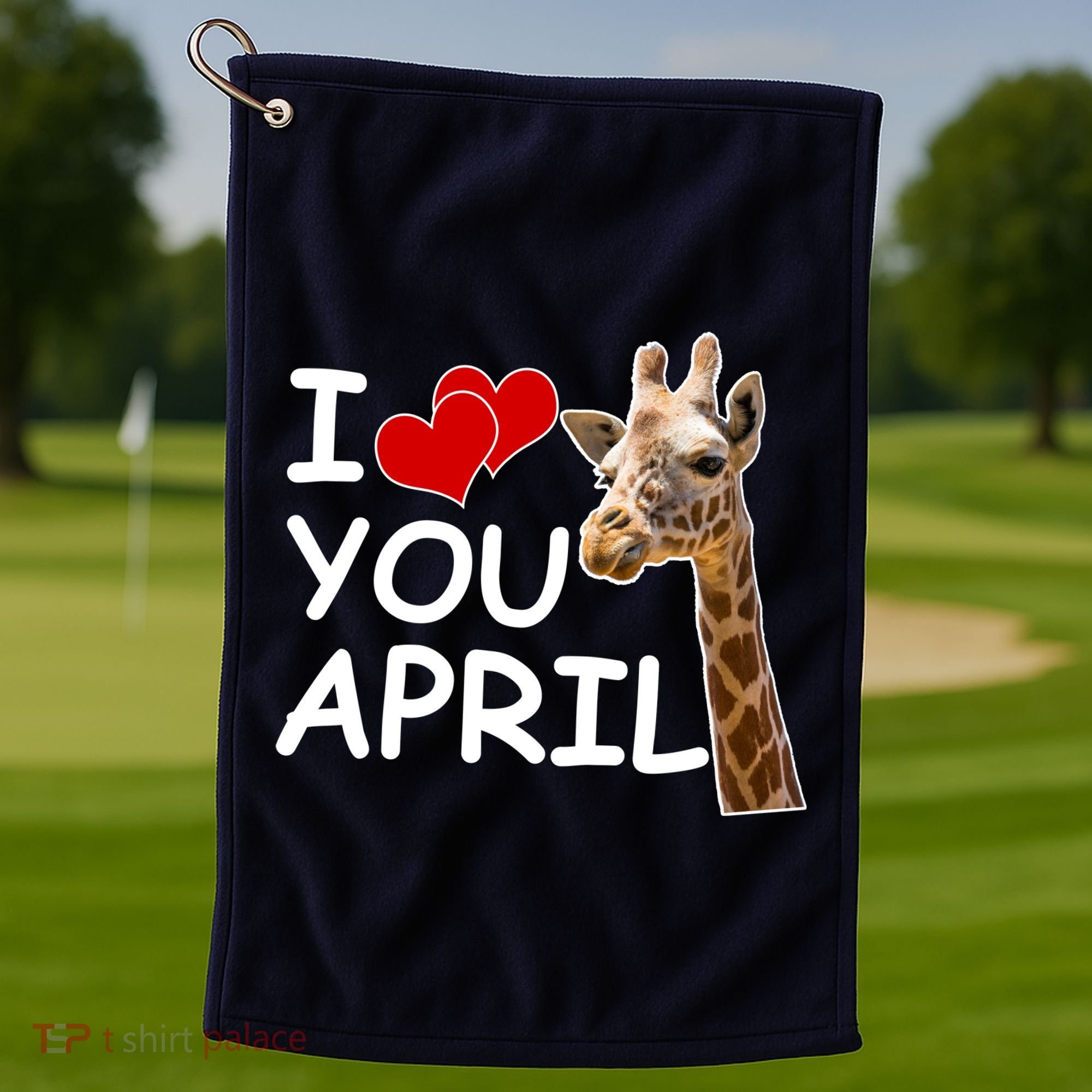 I Love You April The Giraffe Photo Golf Towel