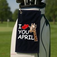 I Love You April The Giraffe Photo Golf Towel thumb 2