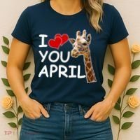 I Love You April The Giraffe Photo Women's T-Shirt thumb 2