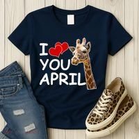 I Love You April The Giraffe Photo Women's T-Shirt thumb 3
