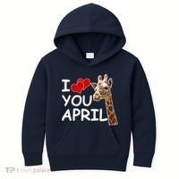 I Love You April The Giraffe Photo Kids Hoodie thumb 0
