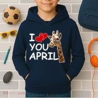 I Love You April The Giraffe Photo Kids Hoodie thumb 2